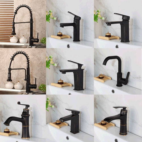 Grifo mezclador de lavabo con caño extraíble negro para fregadero de cocina/baño grifos de una sola manija - Imagen 1 de 69