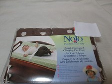 New NoJo BABY 2 Pack Contoured Changing Pad Cover 16x32  Brown with White Dots