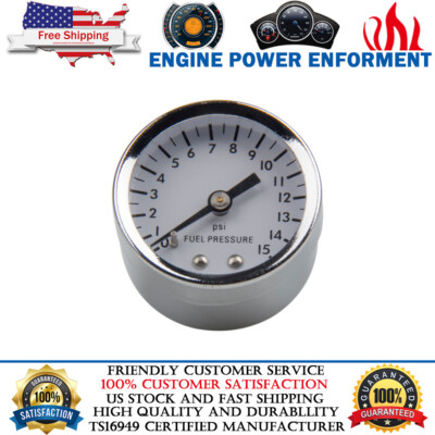 #ad Analog Fuel Pressure Gauge 0 15 PSI Carburetor White 1 8quot; NPT Screw in Dry 1.5quot; $11.75