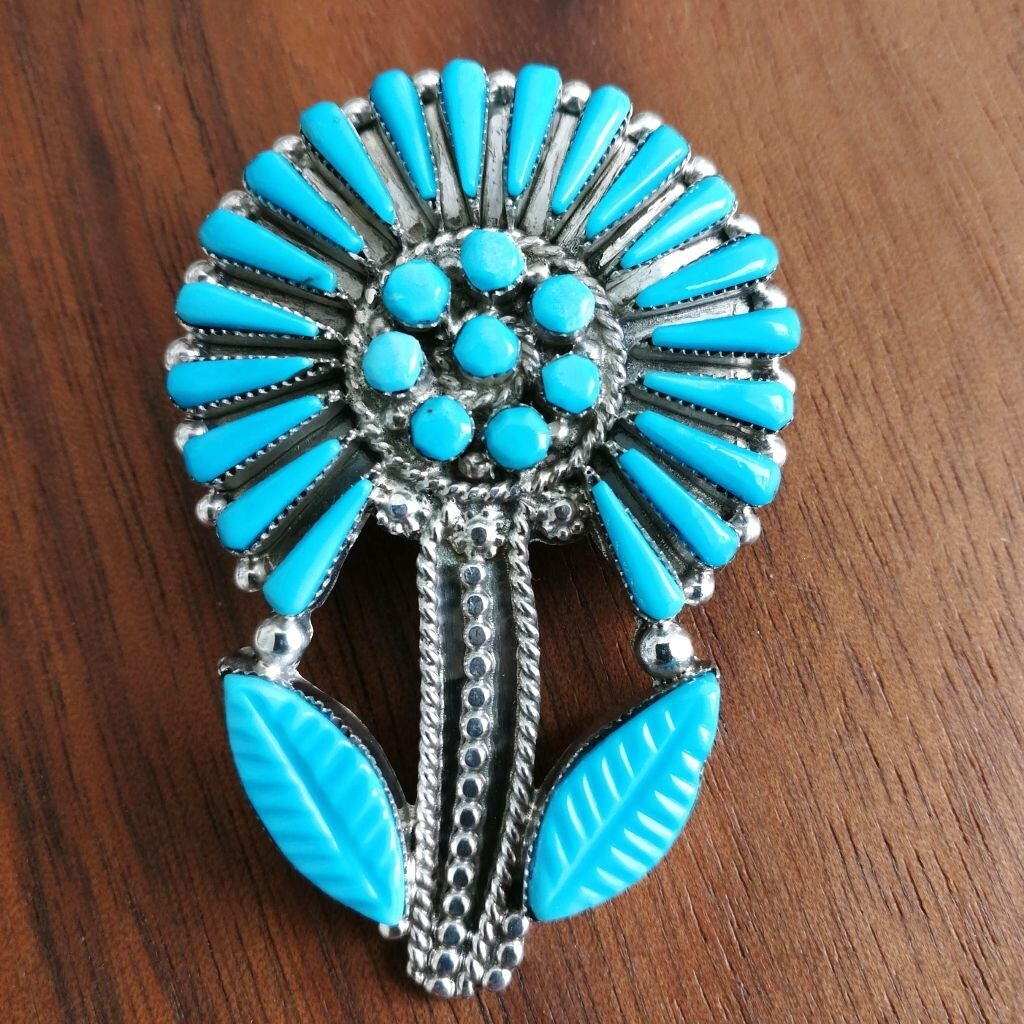 ネックレス・ペンダント Turquoise Needle Point Pendant & Brooch Vintage Native American Zuni Brooch/pendant With Needle