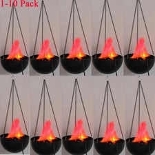 1-10 Pack Electric LED Flameless 3D Fake Fire Hanging Lamp Effect Torch Light