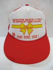 Vintage Desert Storm Support Our Troops Mesh Trucker Hat Military Snapback