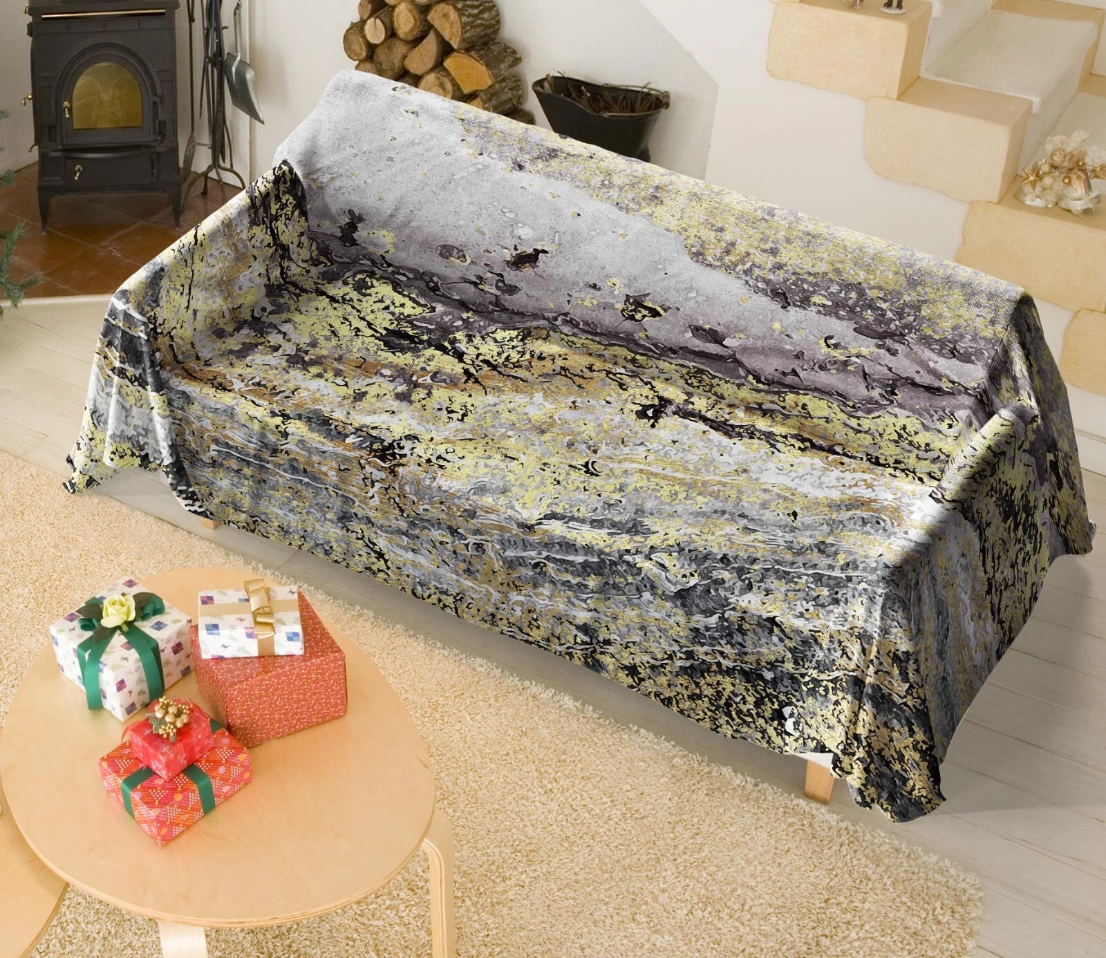 3D Mottled Print N2791 Sofa Cover High Stretch Lounge Slipcover Protector Couch