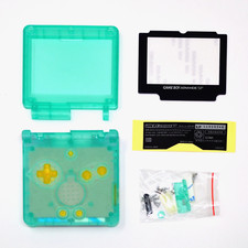 GBA SP Game Boy Advance SP Replacement Housing Shell Screen CLEAR GREEN 