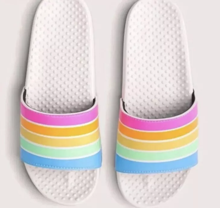 Victoria secret pink rainbow slides sale