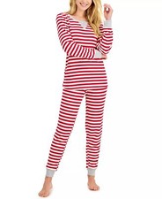 Family Pajamas Womens Matching Striped Waffle-Knit Pajama Set XS