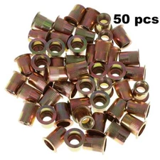 LABLT 3/8-16 Carbon Steel Rivet Nut Flat Head Threaded Insert 50 Pcs