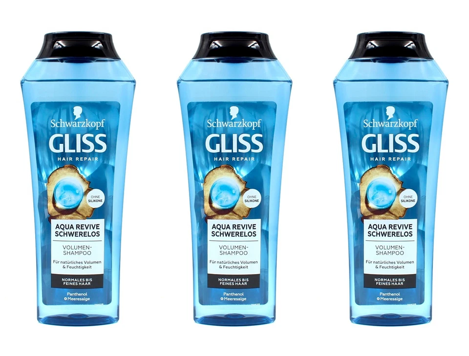 SCHWARZKOPF Gliss Hair Repair Aqua Revive Schwerelos Volumen Shampoo , 3x250ml EA803501