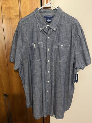 Old Navy Mens Blue Denim Button Down Slim Fit Cotton Short