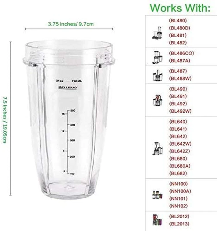 2 x Vasos de licuadora de repuesto de 24 onzas para Ninja DB751A and NN100,  NN1