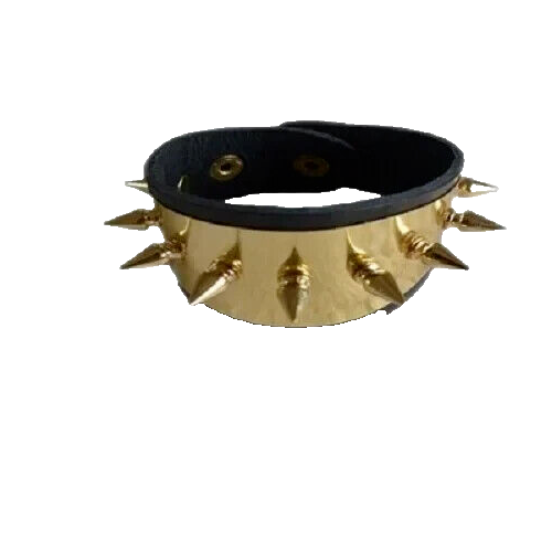 Harley Quinn Black Faux Leather Metal Spikes Cuff Bracelet Set Of