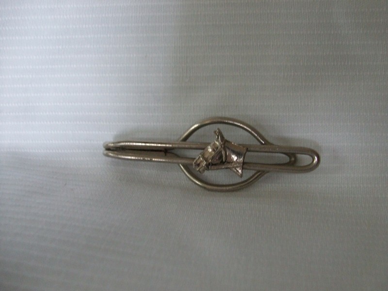 2" unique silvertone horse head tie slip on clip tie clasp,pre-owned
