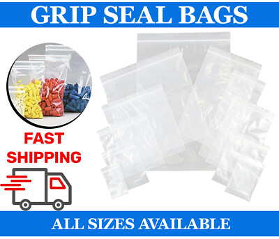 GRIP SEAL CLEAR BAGS SELBSTWIEDERVERSCHLIESSBAR MINI POLY PLASTIKBEUTEL REISSVERSCHLUSS Alle Größen