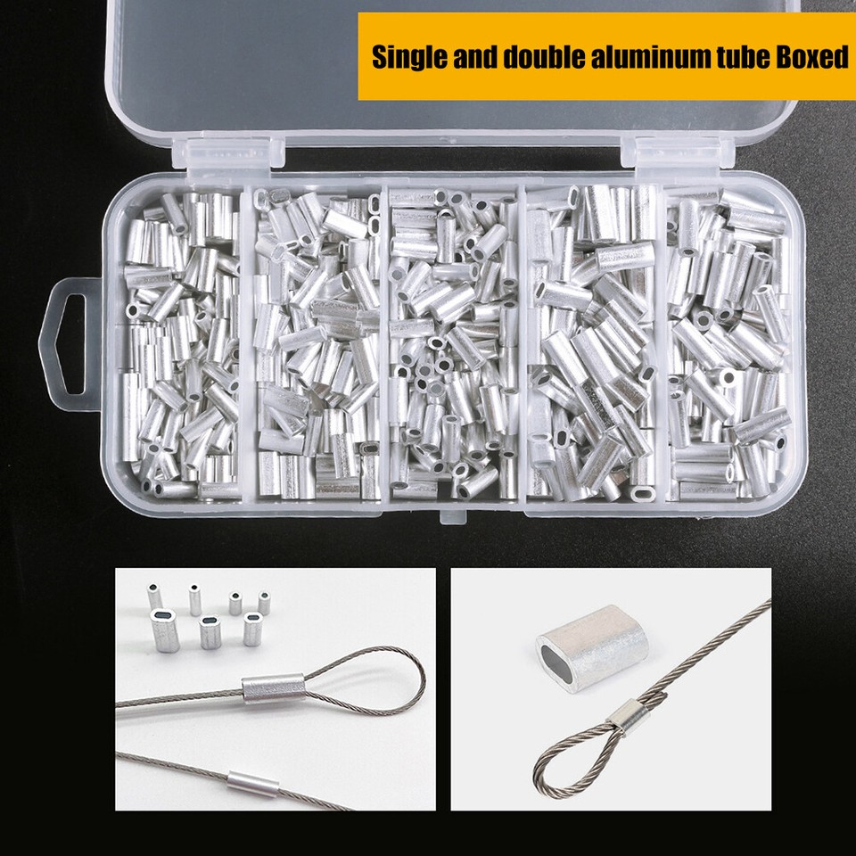 200/250pcs Aluminum Fishing Crimping Sleeves Connector Line Accessories