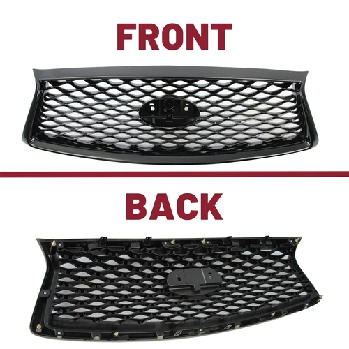 For Infiniti Q50 2018-2020 2021 Gloss Front Bumper Grill Upper Grille W/O Sensor - Picture 5 of 14