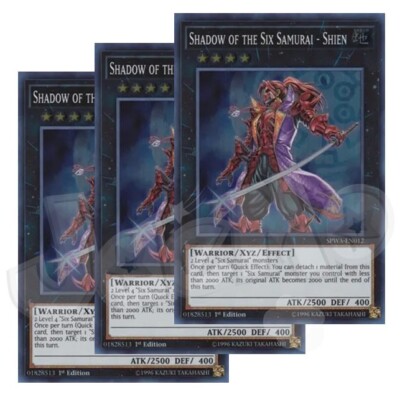 Yugioh Shadow of the Six Samurai Shien x 3 1st Edition Super Rare NM - Free Holo