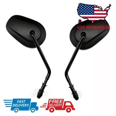 Long Stem Black Motorcycle Rear View Side Mirrors For Harley-Davidson Fat Boy