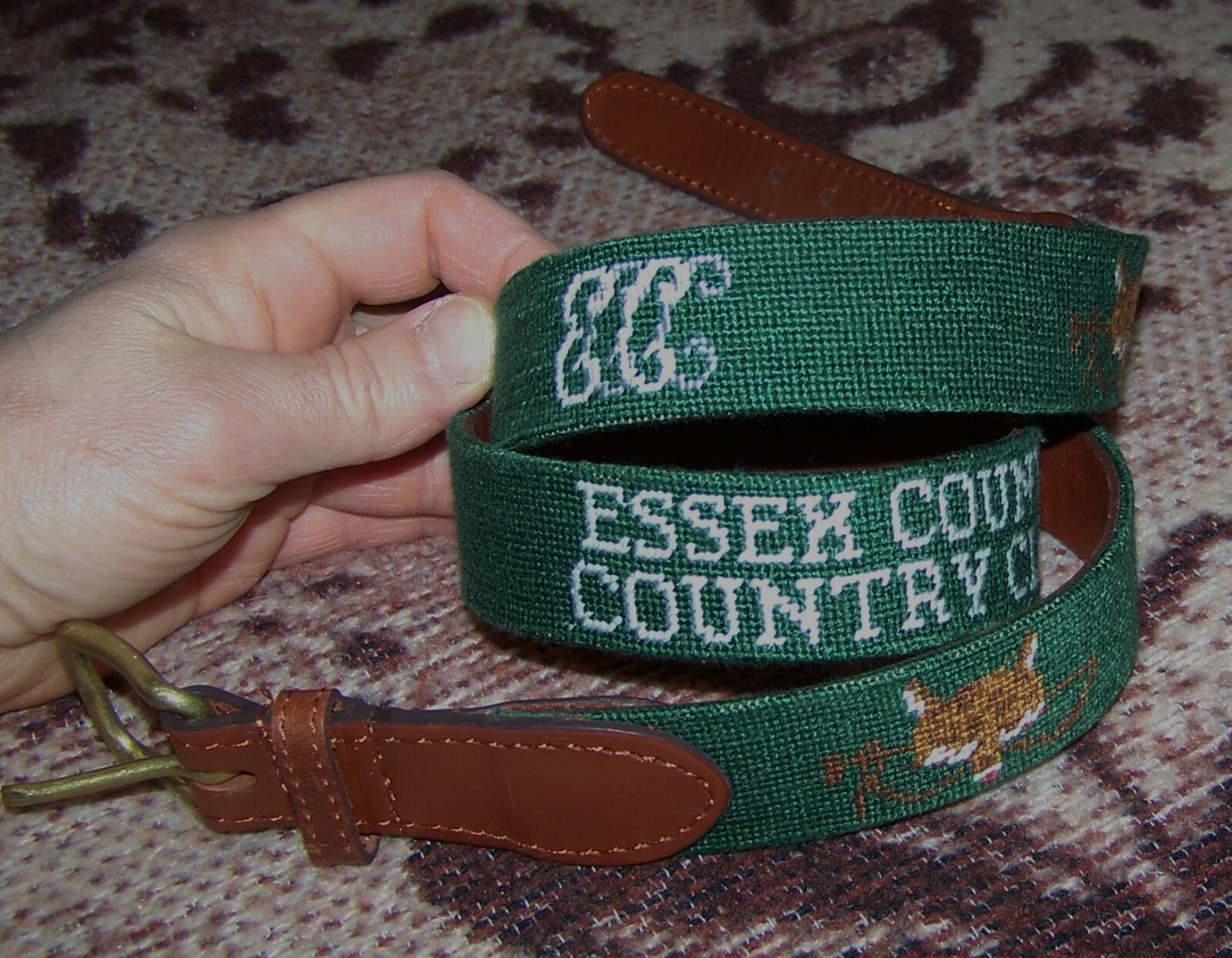 SMATHERS & BRANSON Needlepoint Golf Belt ESSEX COUNTY COUNTRY CLUB Size
