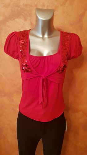 Maglia rossa con paillettes, marca Sandro Ferrone, taglia L | eBay