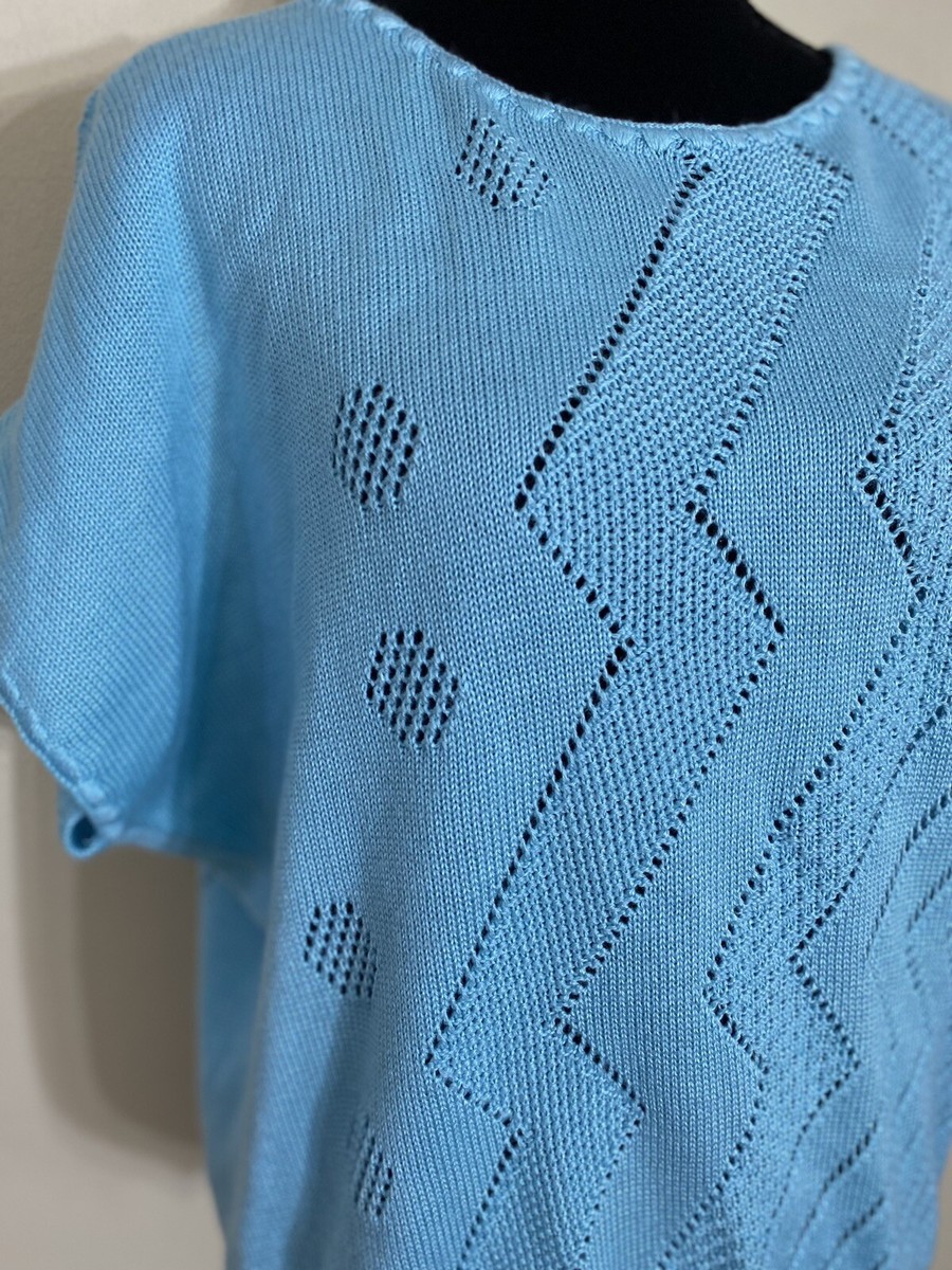 Jolie New York Sweater Size L Vintage Color Blue Knit Top Jolie New York Sweater Size L Vintage Color Blue Knit Top