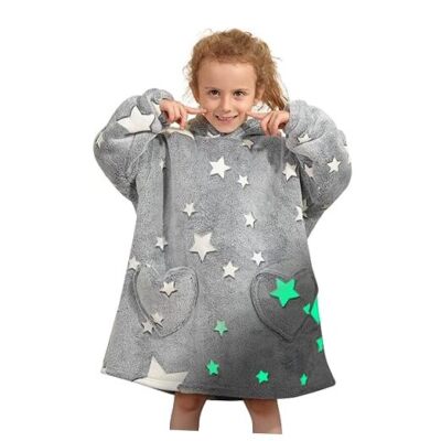  Glow in The Dark Star Blanket Hoodies for Kids 2-6YR Toddler-luminous Star
