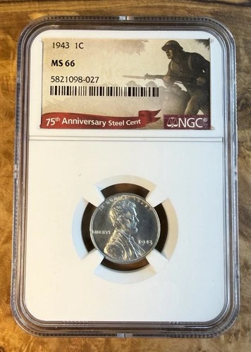 1943 STEEL WARTIME LINCOLN WHEAT CENT NGC MS66 Free Shipping. ￼