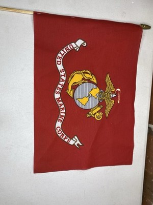 12''x18'' US Marine Corps EGA 12x18 Rough Tex Nylon Wooden Stick Flag 100D