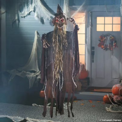 5 Ft. Light-Up Hanging Brown Reaper with Hat Halloween Decor - A933