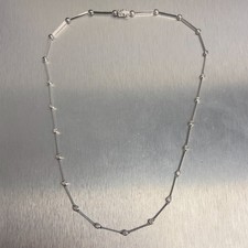 14k White Gold Round Diamond Bar Link Necklace 0.45ctw H SI2 18"