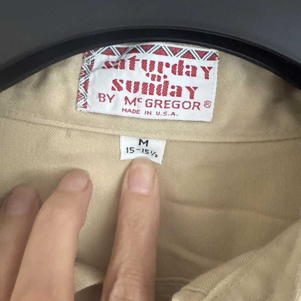 Camisa Vintage McGregor Saturday & Sunday Años 50 Charretera Safari 15 1/2 Tostado EE. UU. Foto 4 de 4