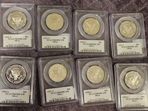 Silver Proof Half Dollars Jfk-1992-s-1999-s And 1964 Accent Hair PF67. PCGS