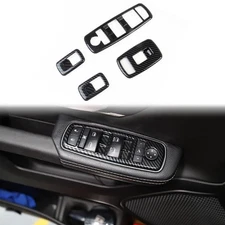 Carbon Fiber Style Inner Window Lift Trim Switch Panel Cover Trim For Dodge Ram