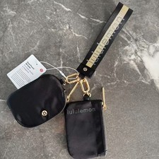 Lululemon Dual Pouch Wristlet Wallet Keychain Wordmark NWT