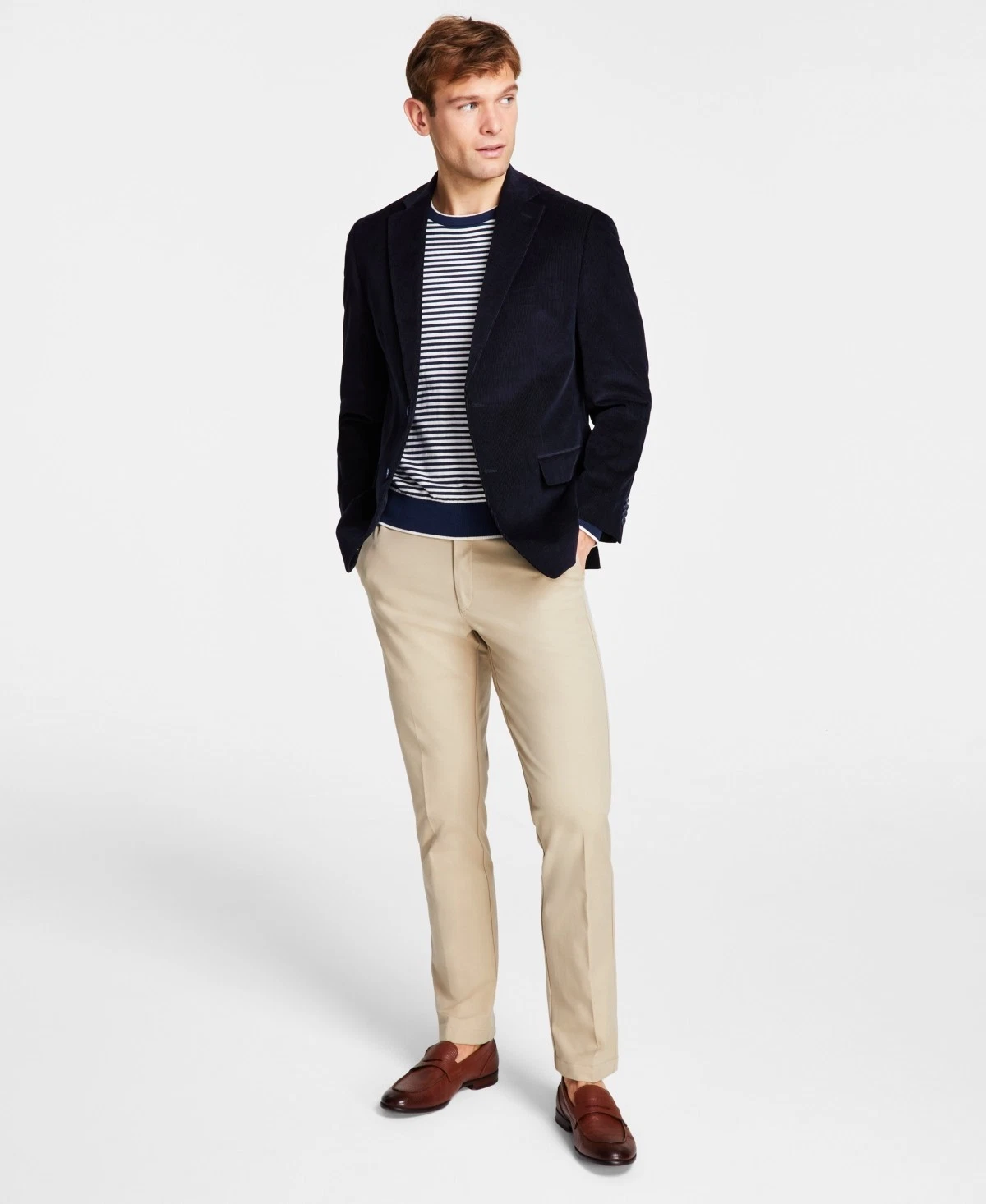 Cappotto sportivo Michael Kors uomo vestibilità classica elasticizzato velluto a coste tinta unita 46S blu navy