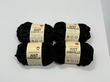Premier JUST CHENILLE Yarn 65yards Lot of 4 , Black, Crochet, Super Bulky