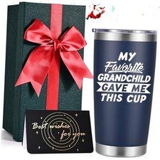 Christmas Grandparents Grandpa Gifts, Funny 20 Oz My Favorite Grandchild Blue