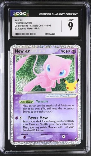 CGC 9 Mew EX 88/92 Legend Maker Holo Celebrations - Classic Coll. Pokemon