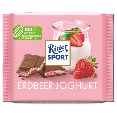 (15,90 /1kg) Ritter Sport Erdbeer-Joghurt, Schokolade, 100g Tafel