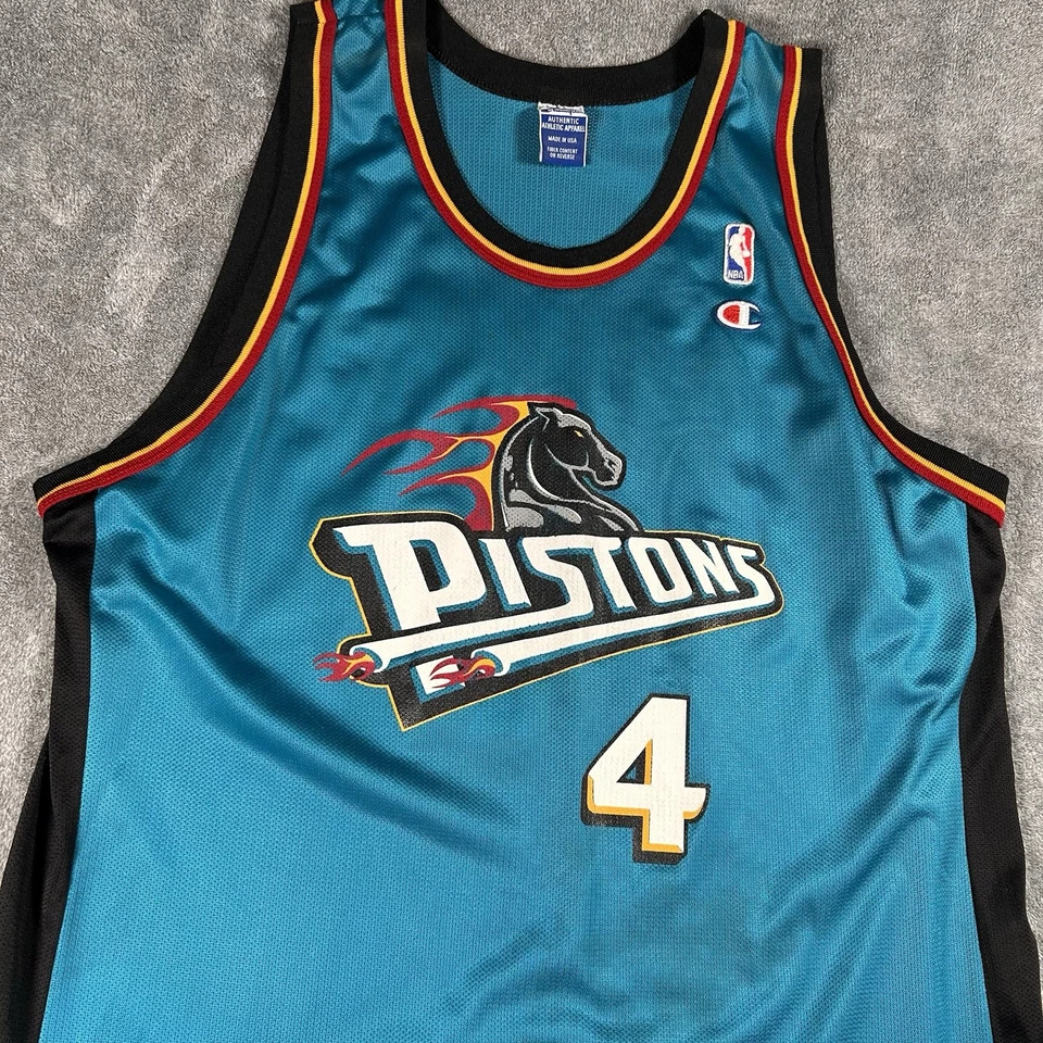 Camiseta deportiva de baloncesto vintage campeón NBA Joe Dumars #4 Detroit Pistons talla 52 -EE. UU.- Foto 2 de 4