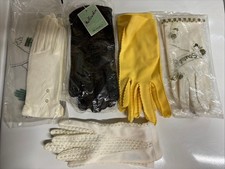 Leather White Yellow Nylon VNT 70s Ladies Driving Gloves Lot 5 Various Sizes