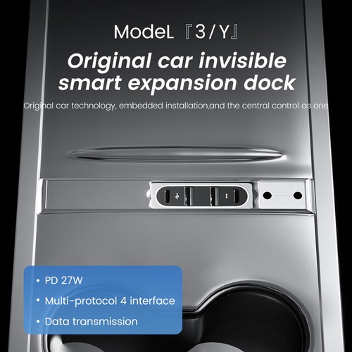 Tesla Model 3 Y Hub USB Câble Charge Rapide Adaptateur Station d'accueil Console Centrale - Photo 9 sur 26