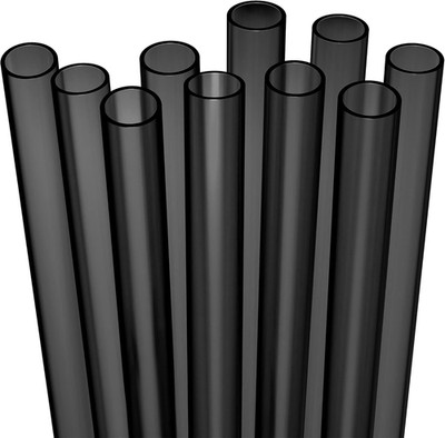 10 EXTRA WIDE Long Reusable Hard Plastic Drinking Straws + Cleaning Brush - F...