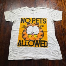 Vintage 70s Garfield Sleep Shirt Mens XL White No Pets Allowed Single Stitch USA
