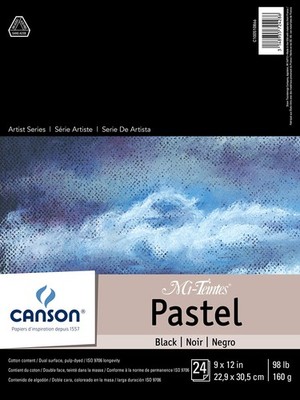 Canson Artist Series Mi-Teintes Pastel Paper, Black, Foldover Pad, 9x12 inche...