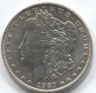 1887 - MORGAN SILVER DOLLAR - 90% SILVER - AU -LOT # 172