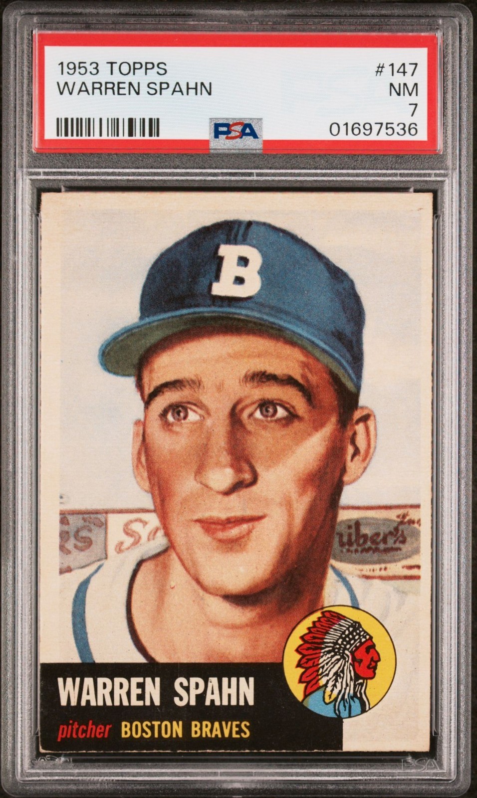 1953 Topps #147 Warren Spahn - PSA NM 7 - Boston Milwaukee Braves - VSCARDS