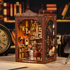 Book Nook Kit, 3D Wooden Puzzle DIY Booknook Tiny House Bookshelf Decor, Miniatu
