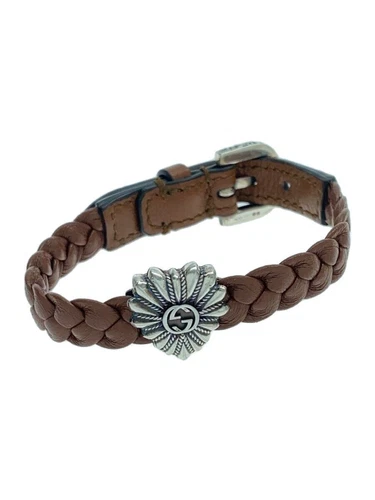 GUCCI bracciale pelle marrone uomo