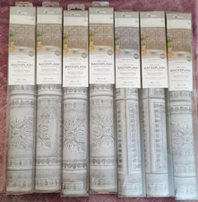 RoomMates Peel Stick Backsplash Rolls Ornamental Tin Grey 18"x6' Lot of 6.5