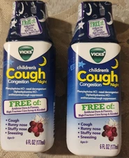 2 Vicks Children's, Night Cough & Congestion Relief No Artificial Dyes 6 oz